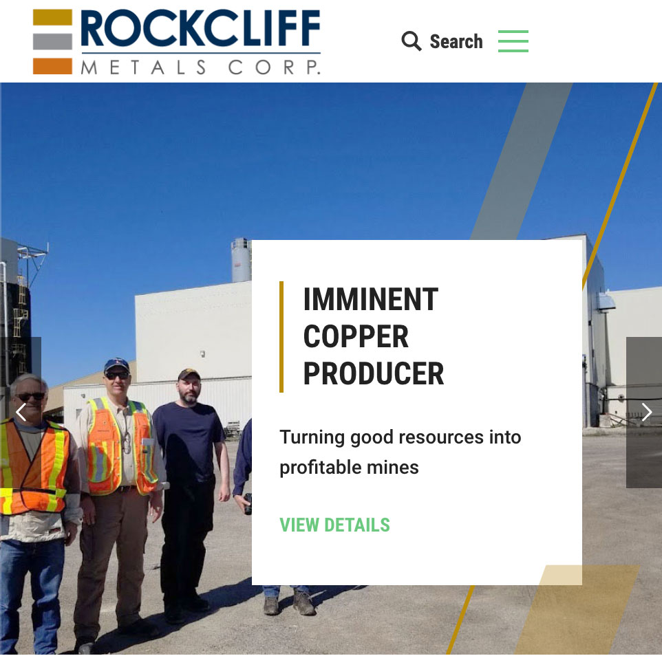 website screenshot for rockcliffmetals